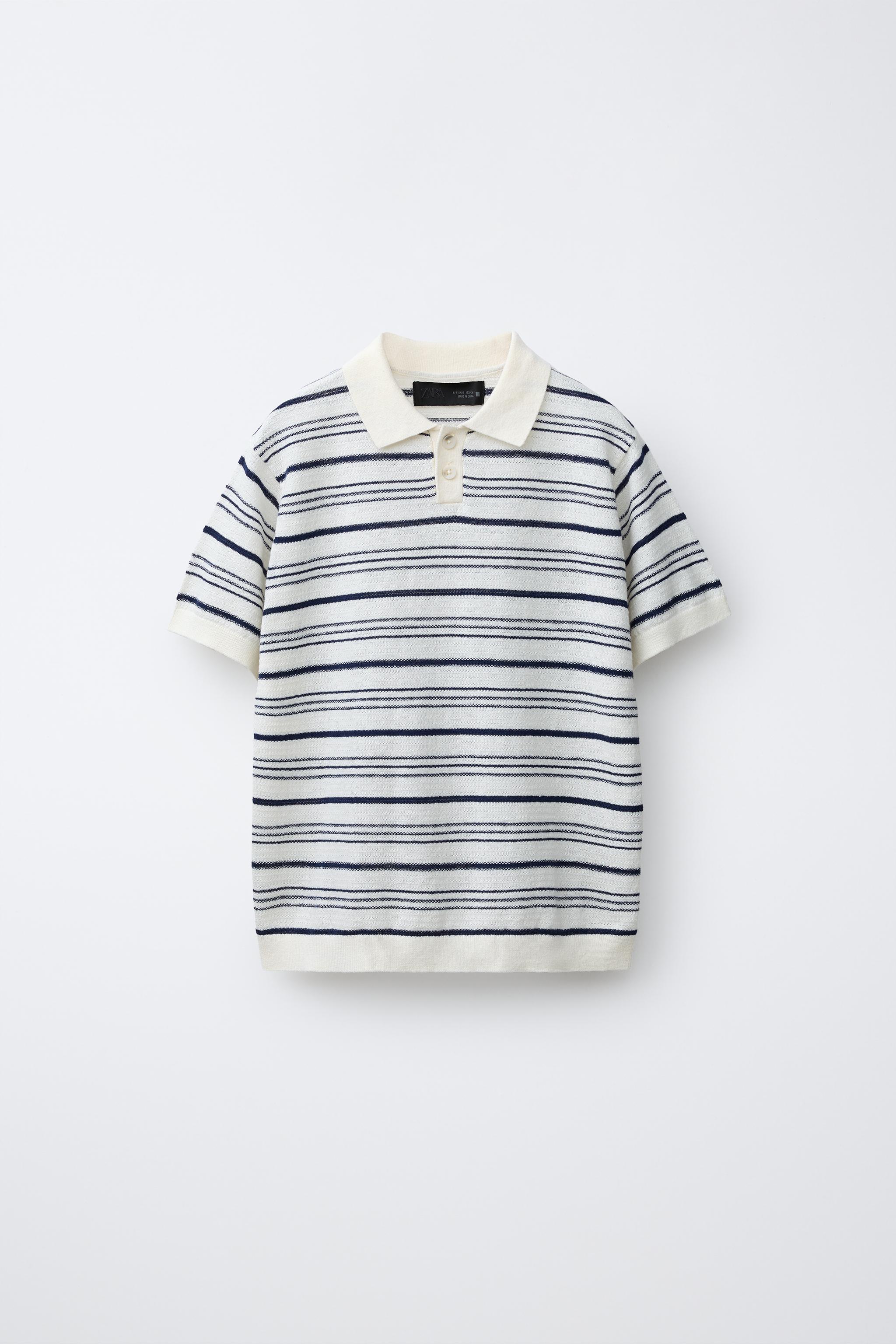 STRIPED COTTON LINEN BLEND POLO